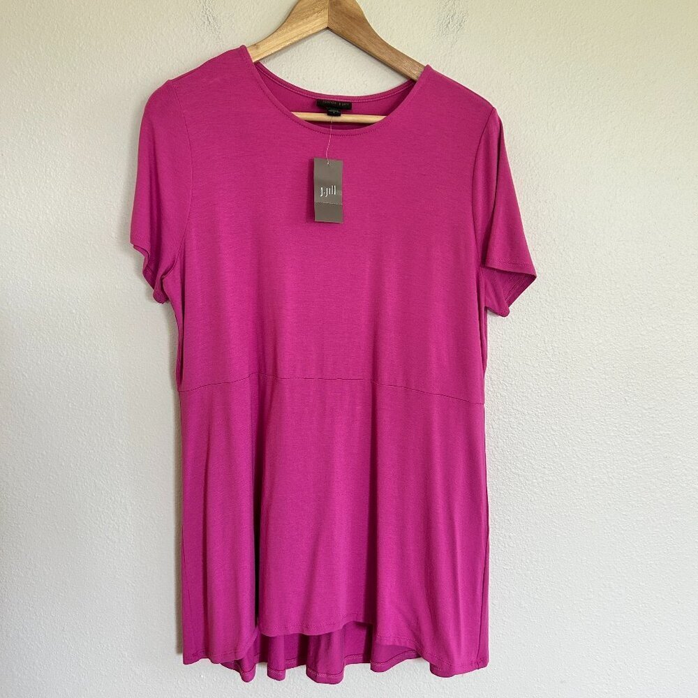 NWT J Jill Wearever Collection Shirt M Purple Tunic Short Sleeve Top